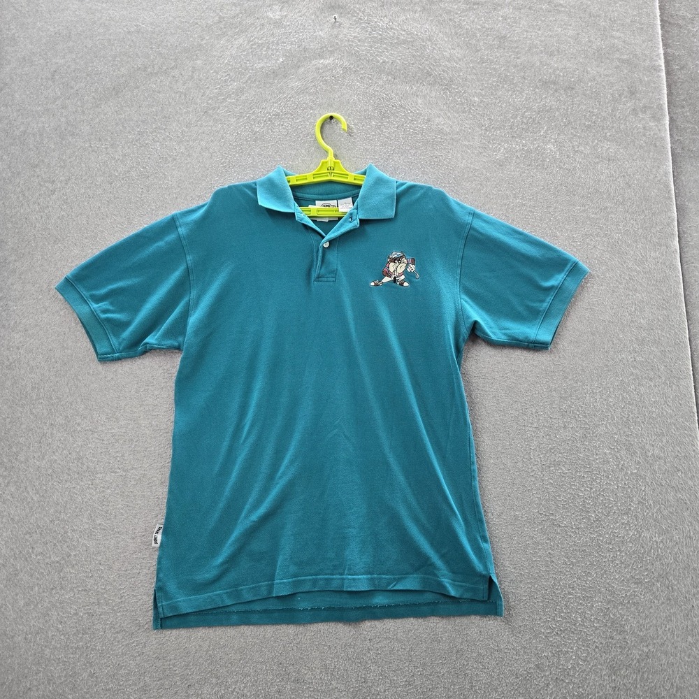 ACME CLOTHING CO Men Polo M Teal Embroidered Golf Taz Short Sleeve‎